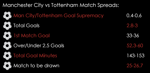 Manchester City Tottenham Premier League Match Spreads February 12th