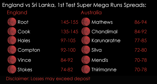 England Sri Lanka 1st Test Super Mega Runs Spreads 19th May Spreadex Sports Spread Betting
