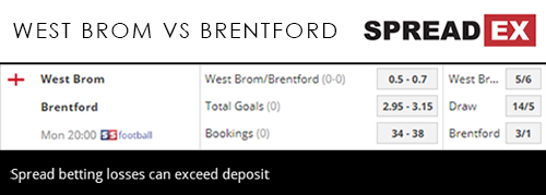 West Brom Brentford Championship Match Spreads Football 3rd December 2018 Sports Spread Betting